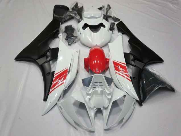 Carenado Moto Yamaha YZF R6 2006-2007 - Blanco Rojo Negro Mate