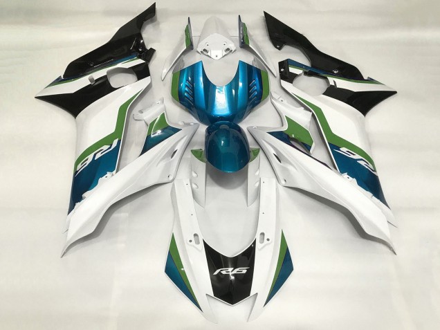 Carenado Moto Yamaha YZF R6 2017-2023 - Blanco Azul Verde Negro
