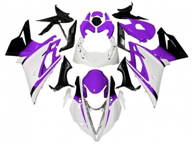 Carenado Moto Triumph Daytona 675 Triple 2013-2016 - Blanco Púrpura Negro Brillante
