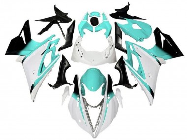 Carenado Moto Triumph Daytona 675 Triple 2013-2016 - Blanco Turquesa Azul Negro Brillante