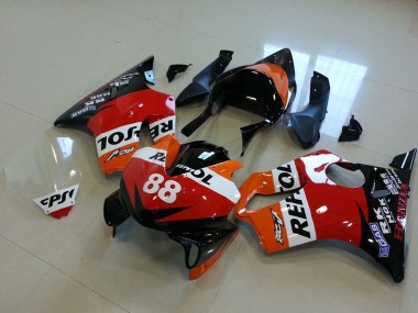 Carenado Moto Honda CBR600 F4i 2001-2003 - Naranja Blanco Rojo Negro Brillante Carrera Repsol 88