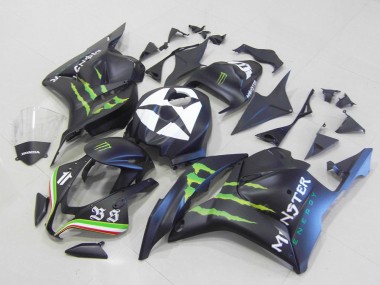 Carenado Moto Honda CBR600RR 2009-2012 - Negro Mate Azul Verde Monstruo