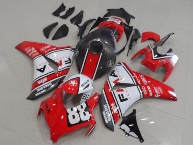 Carenado Moto Honda CBR1000RR 2008-2011 - Blanco Rojo Negro Mate Dunlop Fiamm 88