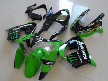 Carenado Moto Kawasaki ZX9R 2000-2001 - Negro Brillante Verde Monstruo