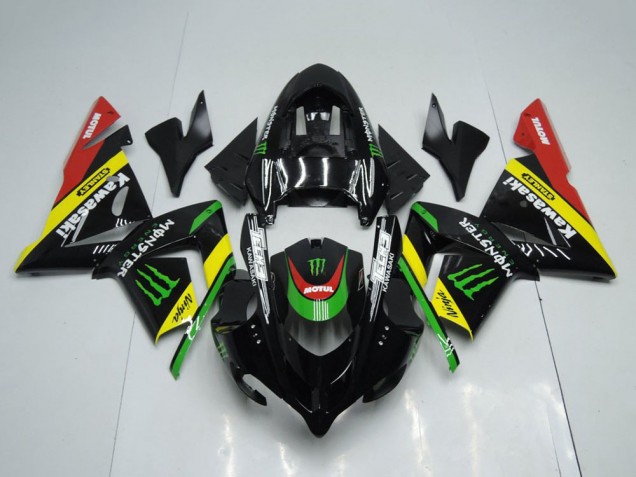 Carenado Moto Kawasaki ZX10R 2004-2005 - Negro Brillante Rojo Amarillo Verde Monstruo