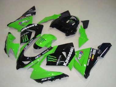 Carenado Moto Kawasaki ZX10R 2004-2005 - Verde Negro Monstruo Elf