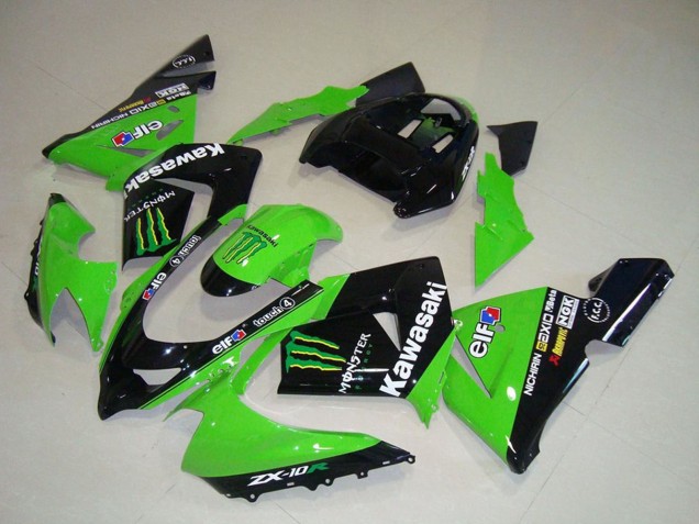 Carenado Moto Kawasaki ZX10R 2004-2005 - Verde Negro Monstruo Elf