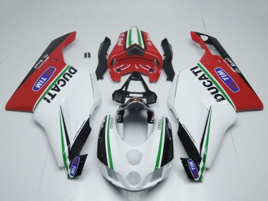Carenado Moto Ducati 749 999 2005-2006 - Blanco Rojo Verde Negro Brillante Enel Generali Tim