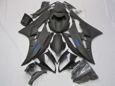 Carenado Moto Yamaha YZF R6 2006-2007 - Negro Mate Azul Calcomanías