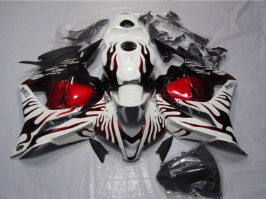 Carenado Moto Honda CBR600RR 2009-2012 - Blanco Rojo Negro Brillante Llama