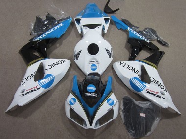 Carenado Moto Honda CBR1000RR 2006-2007 - Blanco Azul Claro Negro Brillante Konica Minolta