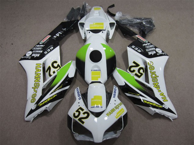 Carenado Moto Honda CBR1000RR 2004-2005 - Blanco Amarillo Verde Negro Brillante Hannspree 52