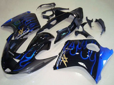 Carenado Moto ABS Honda CBR1100XX Blackbird 1996-2007 - Negro Brillante Azul Llama