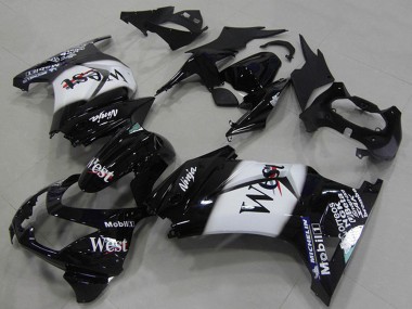 Carenado Moto Kawasaki ZX250R 2008-2012 - Negro Brillante Blanco West