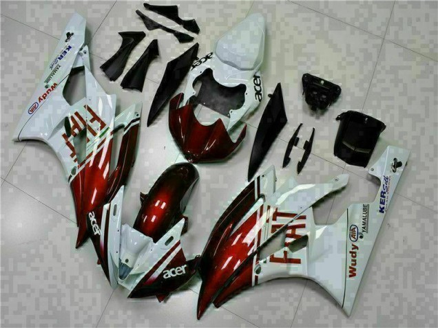 Marrón Blanco Carenado Moto Yamaha R6 06-07 Marrón Blanco Carenado Moto Yamaha R6 06-07