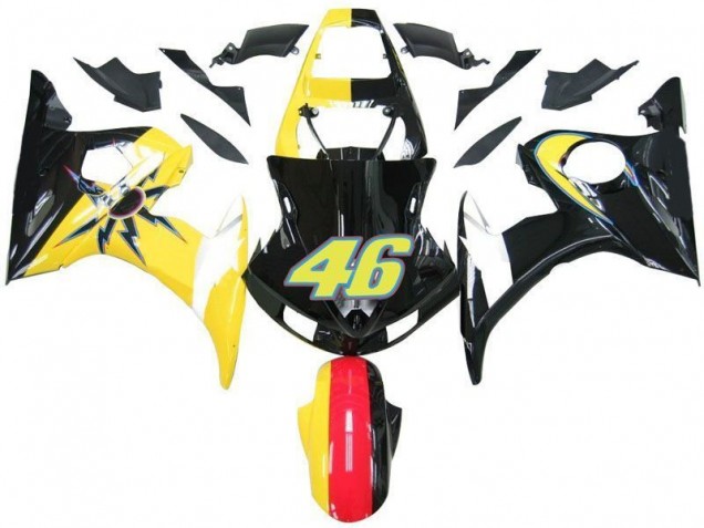 Negro Amarillo No. 46 Carenado Moto Yamaha R6 03-05 Negro Amarillo No. 46 Carenado Moto Yamaha R6 03-05