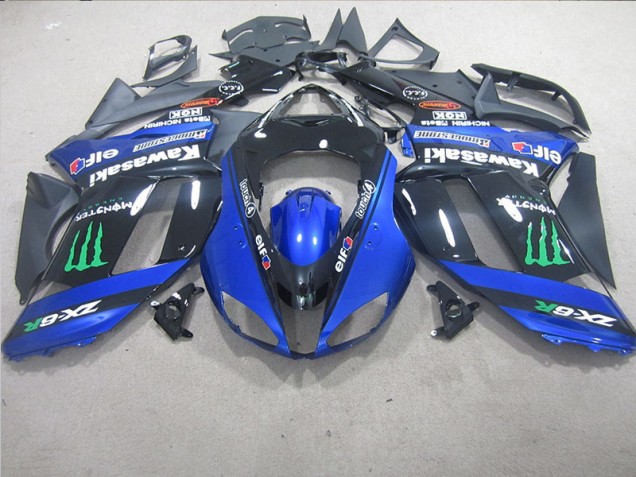 Negro Azul Monster Carenado Moto Kawasaki ZX6R 07-08