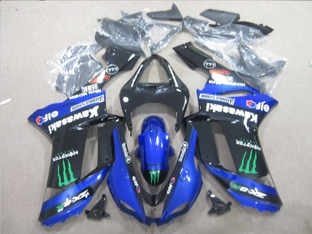 Negro Azul Verde Monster ABS Moto Plástica Kawasaki ZX6R 07-08 Negro Azul Verde Monster ABS Moto Plástica Kawasaki ZX6R 07-08