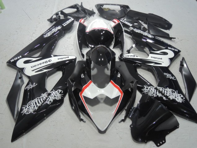 Negro Blanco Beacon Carenado Moto Suzuki GSXR 1000 K5 05-06 Negro Blanco Beacon Carenado Moto Suzuki GSXR 1000 K5 05-06