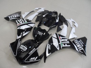 Negro Blanco Fiat ABS Carenado Motocicleta Yamaha R1 12-14