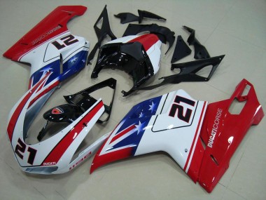Negro Blanco Rojo 21 Carenado Moto Ducati 848 1098 1198 07-14