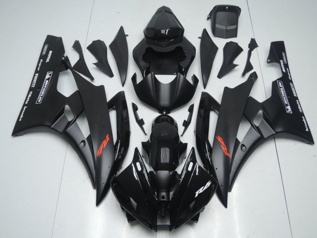 Negro Mate & Brillante Negro Carenado Moto Yamaha R6 06-07 Negro Mate & Brillante Negro Carenado Moto Yamaha R6 06-07