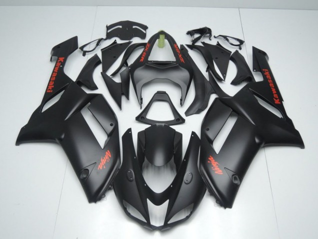 Negro Mate con Rojo Pegatinas Carenado Moto Kawasaki ZX6R 07-08 Negro Mate con Rojo Pegatinas Carenado Moto Kawasaki ZX6R 07-08