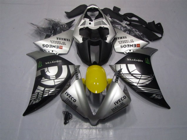 Negro Plata Iveco Yamalube Monster Carenado Moto Yamaha R1 12-14 Negro Plata Iveco Yamalube Monster Carenado Moto Yamaha R1 12-14