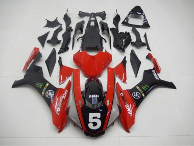 Negro Rojo 5 Carenado Moto Yamaha R1 15-19