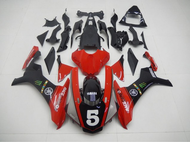 Negro Rojo 5 Carenado Moto Yamaha R1 15-19 Negro Rojo 5 Carenado Moto Yamaha R1 15-19