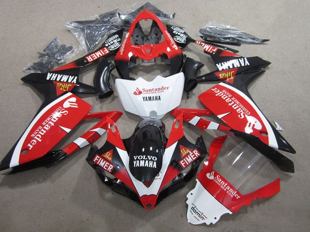 Negro Rojo Blanco Santander Carenado Moto Yamaha R1 07-08 Negro Rojo Blanco Santander Carenado Moto Yamaha R1 07-08