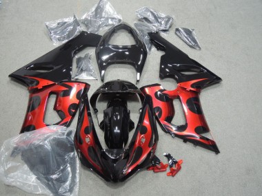 Negro Rojo Carenado Moto Kawasaki ZX6R 05-06