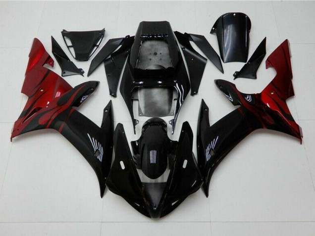 Negro Rojo Kits Completo Carenado Moto ABS Yamaha R1 02-03 Negro Rojo Kits Completo Carenado Moto ABS Yamaha R1 02-03