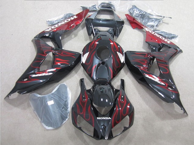Negro Rojo Llama Carenado Moto Honda CBR 1000 RR 06-07 Negro Rojo Llama Carenado Moto Honda CBR 1000 RR 06-07