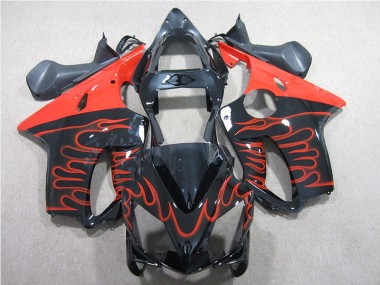 Negro Rojo Llama Carenado Moto Honda CBR 600 F4i 01-03
