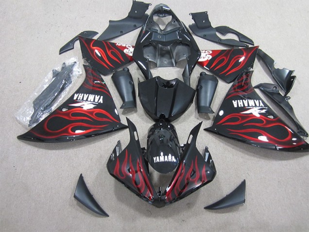 Negro Rojo Llama Carenado Moto Yamaha R1 12-14 Negro Rojo Llama Carenado Moto Yamaha R1 12-14