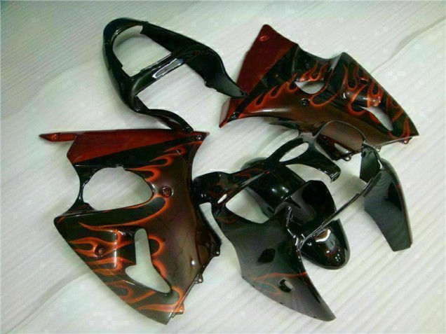 Negro Rojo Llama Kit Completo Carenado Moto Kawasaki ZX6R 00-02