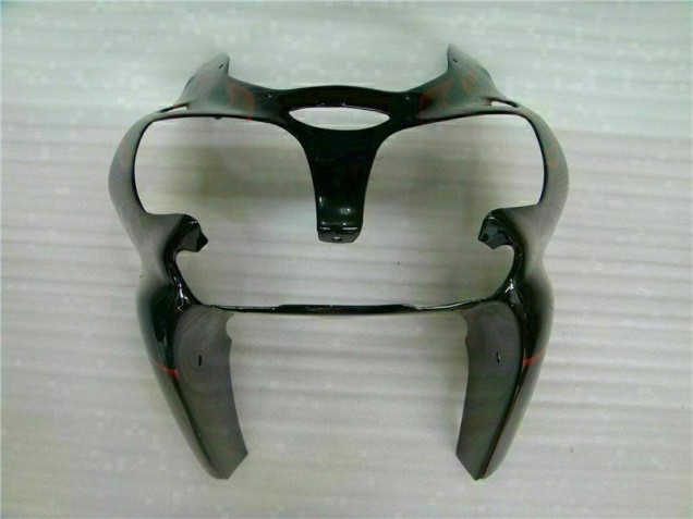 Negro Rojo Llama Kit Completo Carenado Moto Kawasaki ZX6R 00-02