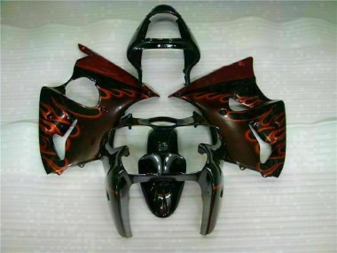 Negro Rojo Llama Kit Completo Carenado Moto Kawasaki ZX6R 00-02