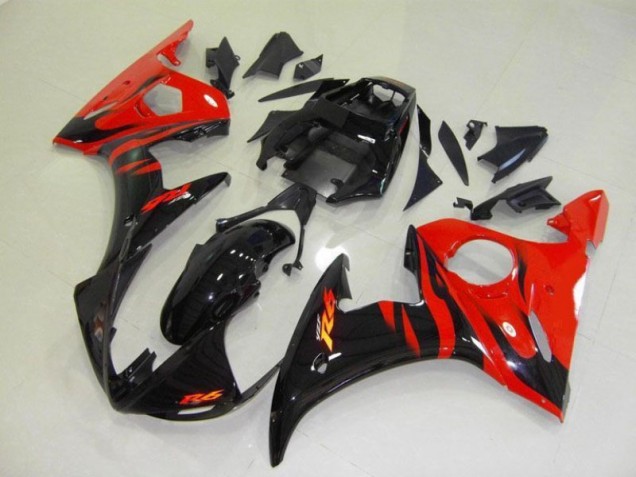Negro Rojo Llama Plástica Moto Yamaha R6 03-05 Negro Rojo Llama Plástica Moto Yamaha R6 03-05