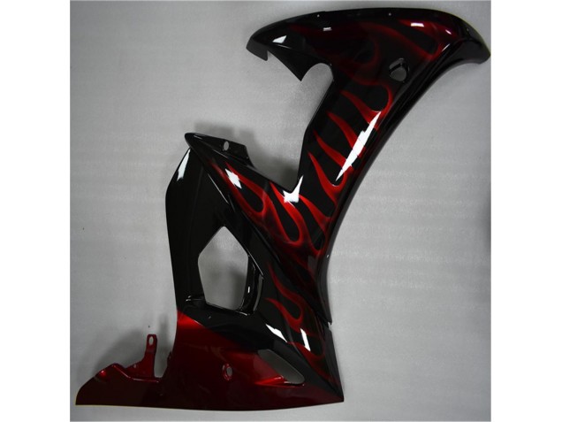 Negro Rojo Llama Plástico Moto Yamaha R6 03-05 Negro Rojo Llama Plástico Moto Yamaha R6 03-05