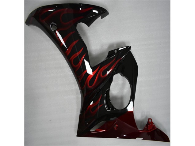 Negro Rojo Llama Plástico Moto Yamaha R6 03-05 Negro Rojo Llama Plástico Moto Yamaha R6 03-05