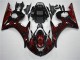 Negro Rojo Llama Plástico Moto Yamaha R6 03-05 Negro Rojo Llama Plástico Moto Yamaha R6 03-05