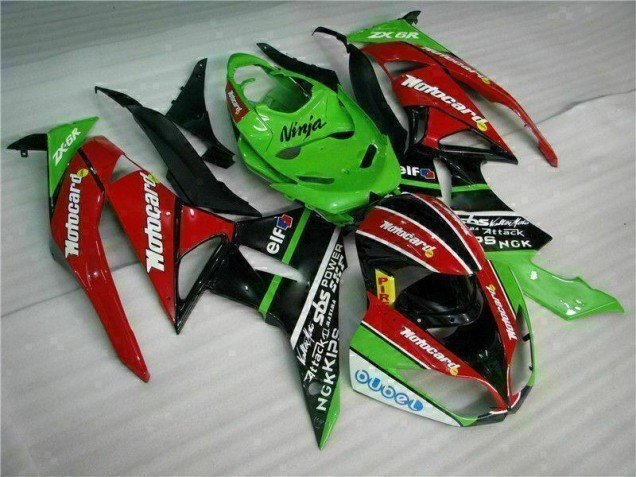 Negro Rojo Verde Motocard Carenado Moto Kawasaki ZX6R 09-12 Negro Rojo Verde Motocard Carenado Moto Kawasaki ZX6R 09-12
