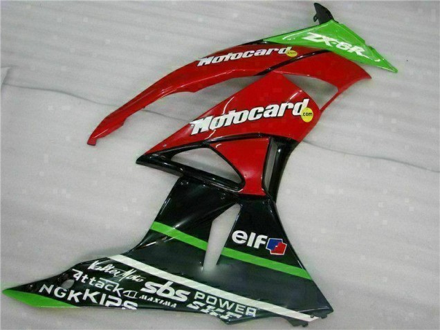 Negro Rojo Verde Motocard Carenado Moto Kawasaki ZX6R 09-12 Negro Rojo Verde Motocard Carenado Moto Kawasaki ZX6R 09-12