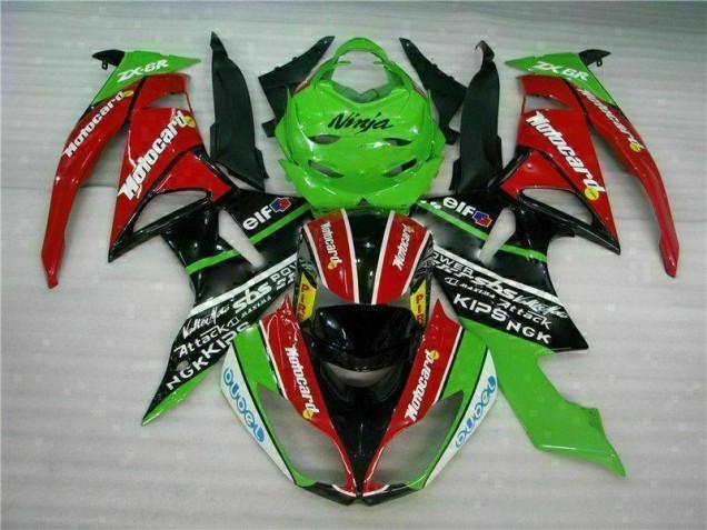 Negro Rojo Verde Motocard Carenado Moto Kawasaki ZX6R 09-12 Negro Rojo Verde Motocard Carenado Moto Kawasaki ZX6R 09-12
