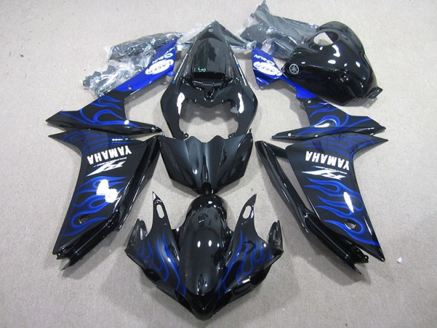 Negro con Azul Llama Carenado Moto Yamaha R1 07-08 Negro con Azul Llama Carenado Moto Yamaha R1 07-08