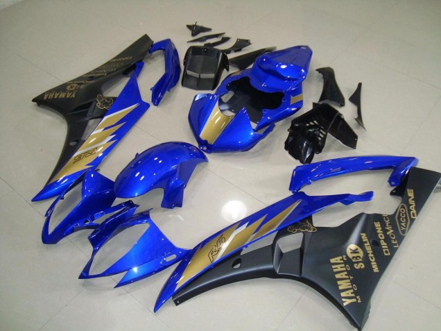 Pegatina negra azul con dorada Carenados Moto Yamaha R6 06-07 Pegatina negra azul con dorada Carenados Moto Yamaha R6 06-07