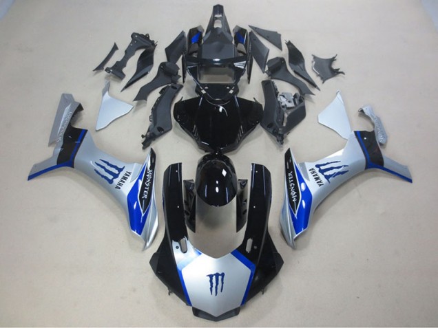 Plata Negro Azul Monster Carenado Moto Yamaha R1 15-19 Plata Negro Azul Monster Carenado Moto Yamaha R1 15-19