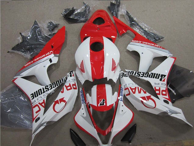 Rojo Blanco ABS Moto Plástica Honda CBR 600 RR 07-08 Rojo Blanco ABS Moto Plástica Honda CBR 600 RR 07-08